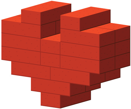 Heart shape composed of red bricks. Eps8. CMYK. Gradients free.のイラスト素材