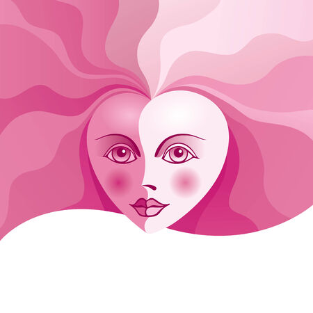 Heart face with curls. Eps8. CMYK. Organized by layers. Gradients used.のイラスト素材