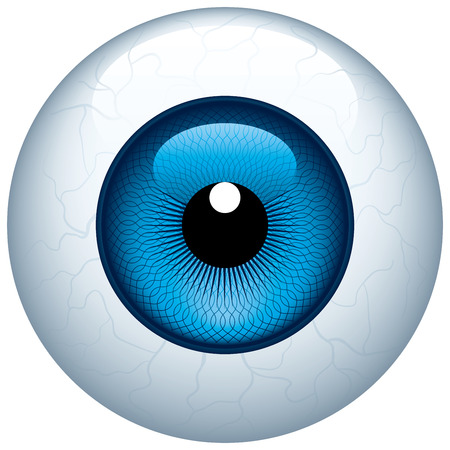 Blue eyeball isolated on white. Eps8. CMYK. Organized by layers. Global colors. Gradients used.のイラスト素材