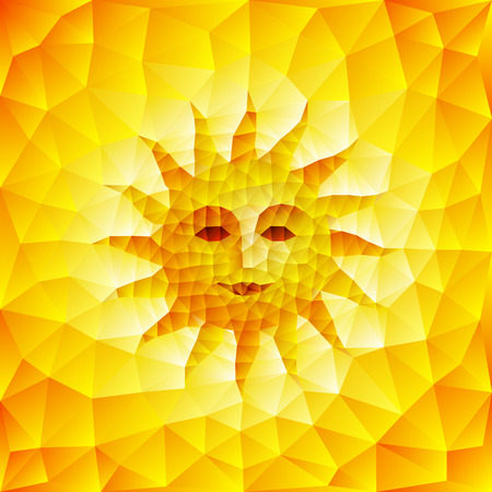 Sun face consist of triangles. Eps8. RGB. Organized by layers. Gradients used.のイラスト素材