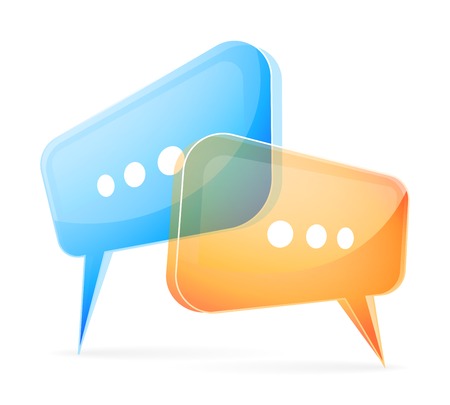 Two transparent speech bubbles. Eps10. Transparencies used. RGB. Global colors. Organized by layers. Gradients used.のイラスト素材