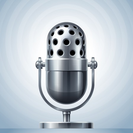 Metal microphone. Eps10. Transparency used. RGB. Global colors. Gradients usedのイラスト素材