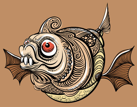 Hand drawn fantastic fish. Eps8. CMYK. Gradients freeのイラスト素材