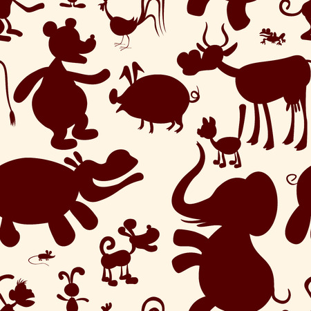 Seamless pattern of stylized animals. Eps8. CMYK. Gradients free. Global colors.のイラスト素材