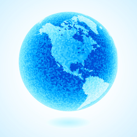 Blue globe consist of hexagons. Eps8. RGB. Global colors. Gradients usedのイラスト素材