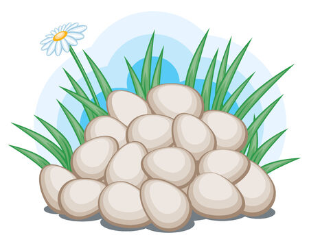 Easter eggs in grass. Eps8. CMYK. Organized by layers. Global colors. Gradients free.のイラスト素材