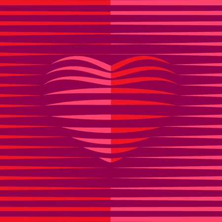 Red striped heart shape. RGB. Global color. Gradients freeのイラスト素材