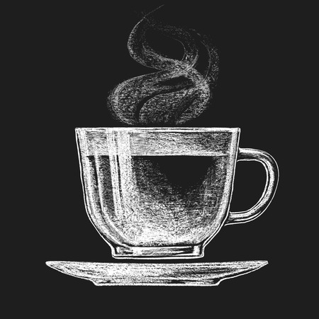 Vector cup of tea on blackboard. Eps10. Transparency used. RGB. Global colors. Gradients freeのイラスト素材