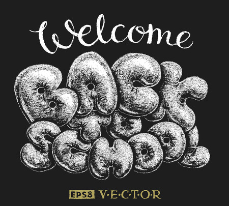 Back to school.  Lettering on chalkboard.   RGB. Global colors. Gradients freeのイラスト素材