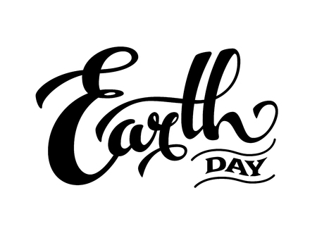 Earth Day lettring. Black and white.のイラスト素材
