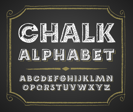 Decorative capital letters hand drawn on a chalkboard.のイラスト素材