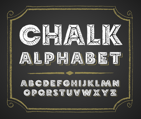 Decorative capital letters hand drawn on a chalkboard.のイラスト素材