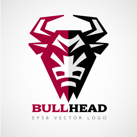 Vector logo with bull head in front view. Eps8. RGB. Global colorsのイラスト素材