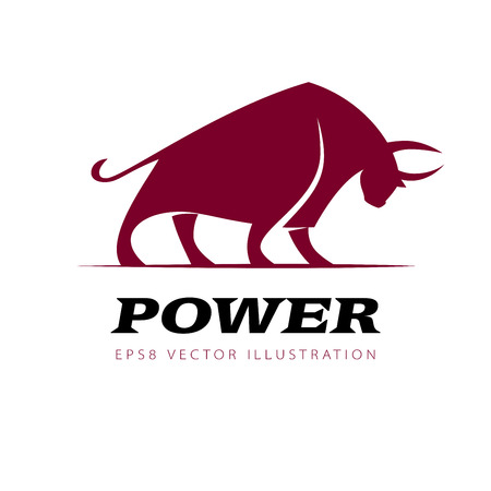 Vector bull standing in a fighting stance. Eps8. RGB. Global colorsのイラスト素材