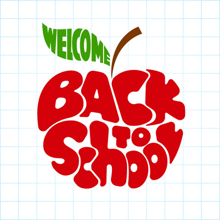 Back to school. Lettering inscribed in the outline of an apple. Eps8. RGB. Global colorsのイラスト素材