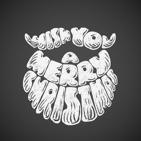 Merry Christmas. Chalk lettering with Santa Claus beard.のイラスト素材