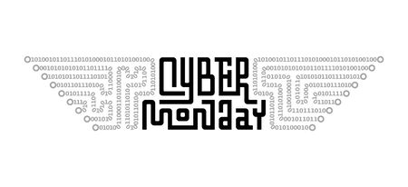 Cyber Monday Lettering with Circuit Board consist of Binary Code. Eps8. RGB. Global colorsのイラスト素材
