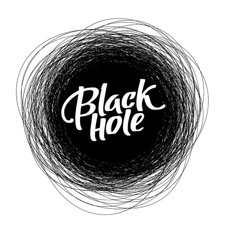 Round scribble vector frame with Black Hole textのイラスト素材