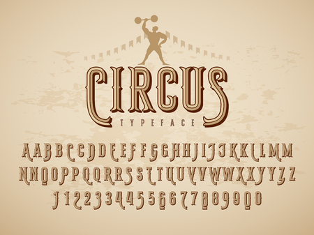 Decorative vintage circus typeface on grunge texture backgroundのイラスト素材