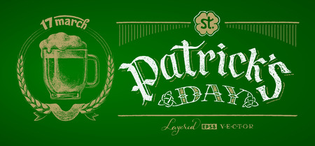 St. Patricks Day. Chalk drawingのイラスト素材