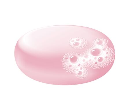 Bar of soap with foam isolated on white. Easy recolored vectorのイラスト素材
