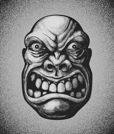 Villain. Angry man faceのイラスト素材