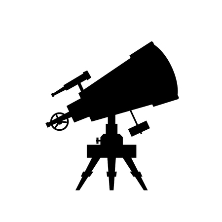 Telescope. Vector silhouette on white backgroundの写真素材