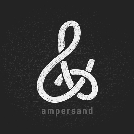 Vector chalk ampersand hand-drawn on grunge blackboard.のイラスト素材