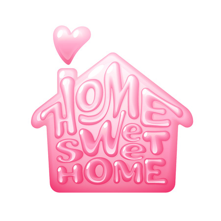 Home sweet home. Vector lettering house shapeのイラスト素材