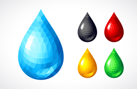 Set of water, honey, blood, petrol dropsのイラスト素材