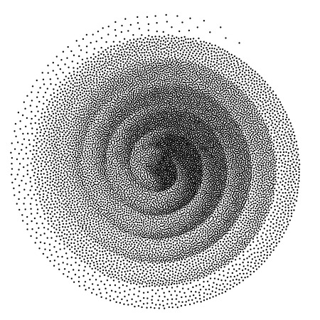 Abstract spiral background. Black and white halftone stipple dots patternのイラスト素材