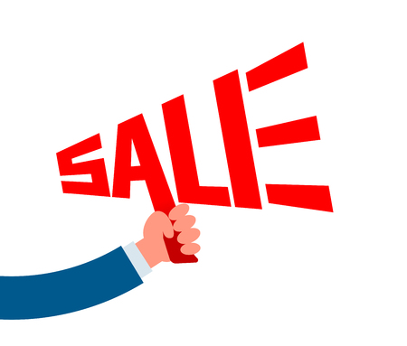 Sale lettering. Hand holding megaphoneのイラスト素材