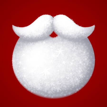 Realistic vector Santa Claus white beard isolated on red background. Eps10. RGB Global colorsのイラスト素材