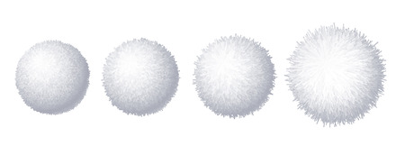 Vector set of realistic fur pompons isolated on white background. Eps8. RGB. Global colorのイラスト素材
