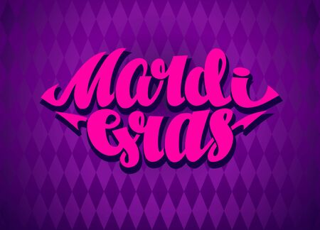 Mardi Gras lettering with kiss red lipsのイラスト素材