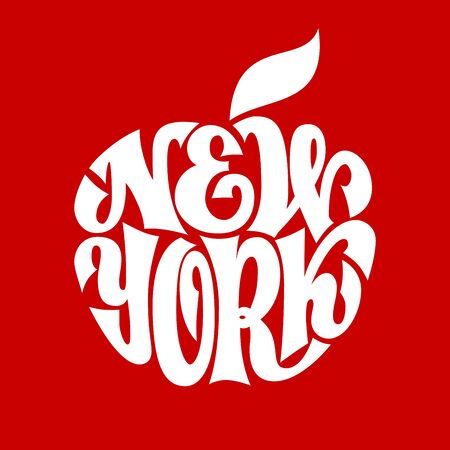 New York. Vector apple shaped curling letteringのイラスト素材