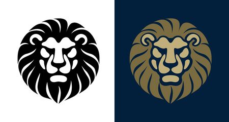 Lion Head front view logo vector design template icon illustrationのイラスト素材