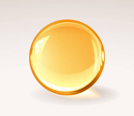Golden trasparent resine ball - realistic medical pill or honey drop or glass sphereのイラスト素材