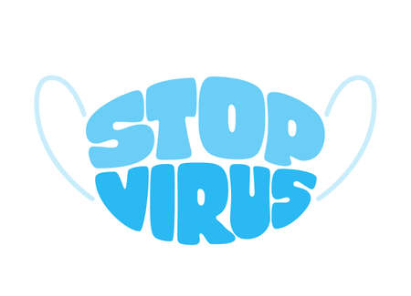 Stop virus vector lettering in form face medical maskのイラスト素材