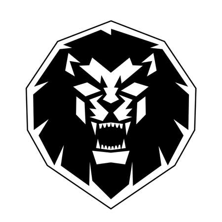 Lion Head front view logo vector design template icon illustrationのイラスト素材