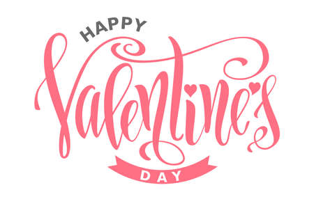Valentines Day hand-drawn pink letteringのイラスト素材