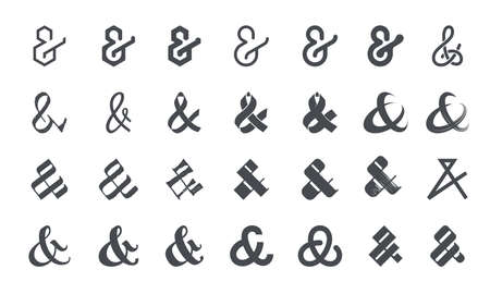 Set of original ampersands for letters and invitation on white backgroundのイラスト素材