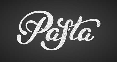 Pasta elegant hand written vector lettering isolated on black backgroundのイラスト素材