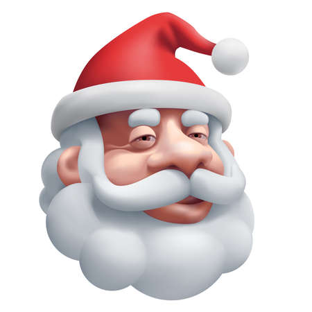 Santa Claus head isolated on white background cartoon vector illustrationのイラスト素材