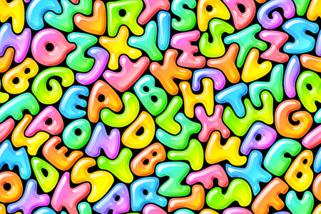 Hand drawn seamless candy alphabet vector patternのイラスト素材