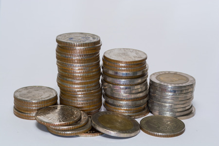 Coins isolated on white backgroundの写真素材
