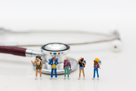 Miniature people: Travelers with pre-departure health check-ups. Image use for healthy , travel concept.の写真素材