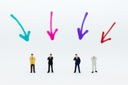 Miniature people: Group of businessmen work with team, using as background Choice of the best suited employee, HR, HRM, HRD, job recruiter concepts.の写真素材