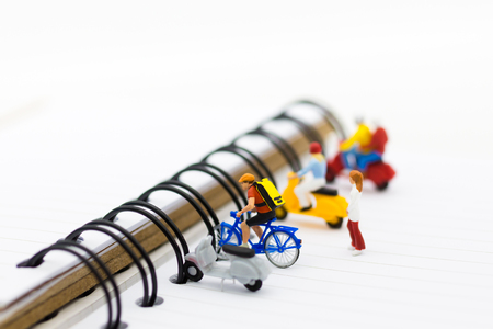 Miniature figure: Parking for motorcycles and bicycles. Image use for parking business concept.の写真素材