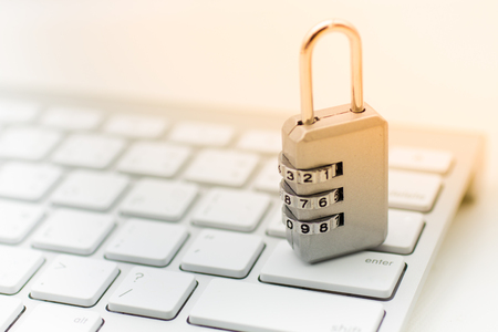 Master key encode, place on the keyboard. Image use for security of using internet by computer,...